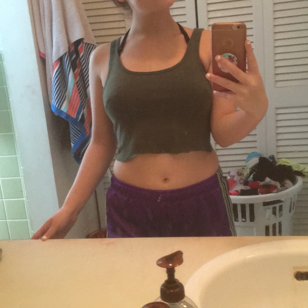 Army green tank top crop top